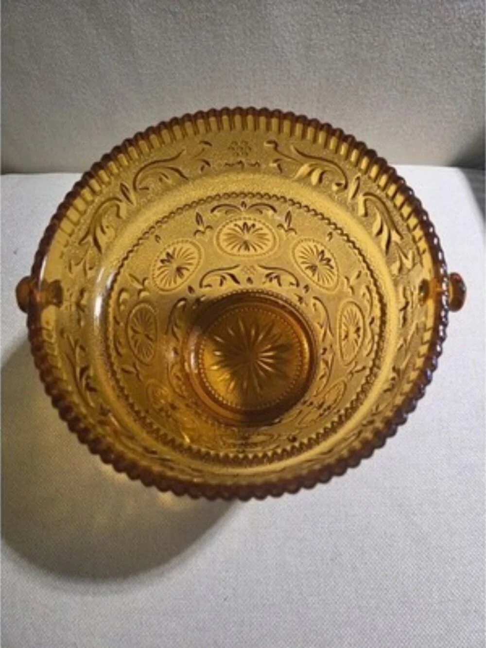Vintage Indiana Glass Amber Moon & Stars Concord Ice Bucket Hanging Planter Box